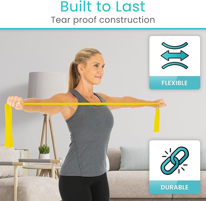 Vive Professional Resistance Bands - 25 Yard Non-Latex Roll for Physical Therapy, Lower and Upper Body Exercise Workout - Straight Elastic for Strength Training, Rehabilitation, Women, Men - Bloomnest