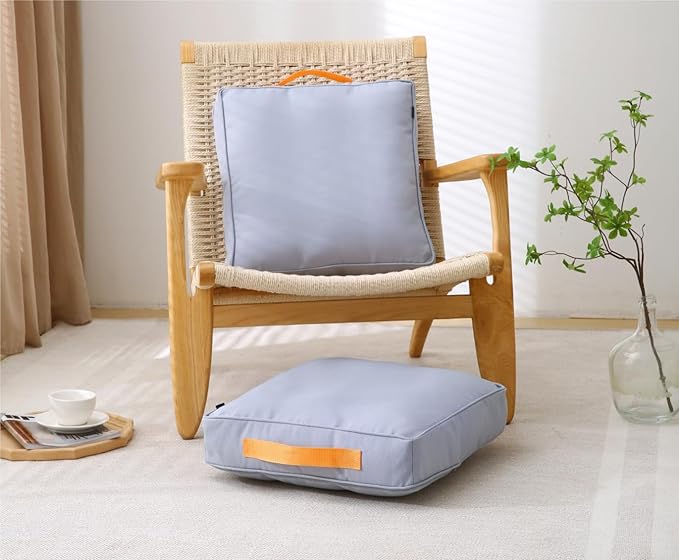 Large Floor Pillow Meditation Cushion Square Floor Cushions for Adults,Premium Washable Outdoor Cushions Seat-Yoga Pillows for Sitting on Floor 18" Grey