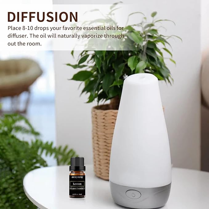 BURIBURI Lemon Essential Oil 100% Pure, Undiluted, Natural, Organic Aromatherapy Lemon Scented Essential Oils 10ML BURIBURI