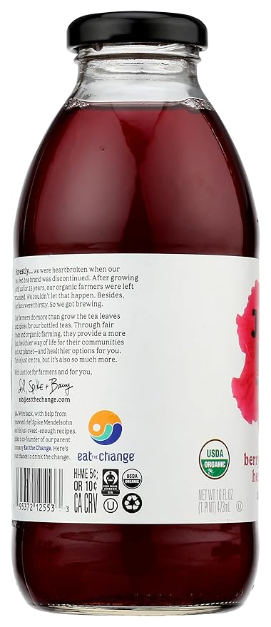 Eat The Change Just Ice Tea Organic Berry Hibiscus Herbal Tea, Caffeine Free, 16 Fluid Ounces (Pack Of 12) - Bloomnest
