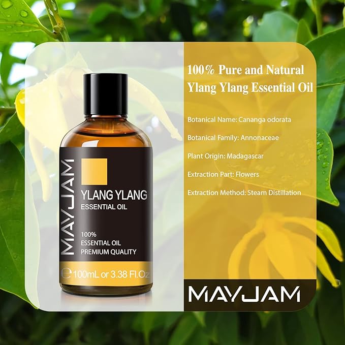 Ylang Ylang Essential Oil, MAYJAM 3.38FL.OZ Premium Quality Essential Oils for Diffusers for Home, 100ML Ylang Ylang Oil Scented Oil, Great for DIY Soap Candle Making - Bloomnest