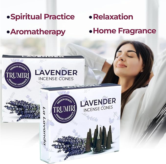 Lavender Incense Cones - Total 60 Cone Incense - Six Packs of 10 Insence Cones - Incense Cones Scented - Cone Incense Scents - Insense Cones - Inscent Cones TRUMIRI
