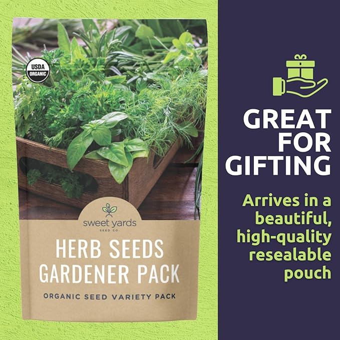 Organic Herb Seeds Variety Pack - 16 Individual Packs - 2025 Season - Basil, Cilantro, Dill, Thyme, Parsley and More! for Indoor & Outdoor Planting (Non-GMO, Certified Organic) - Bloomnest