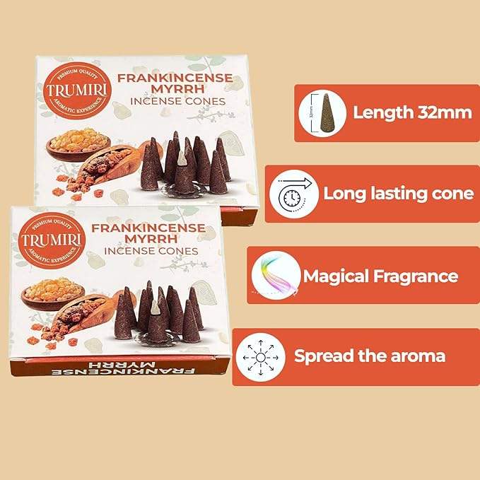 TRUMIRI Frankincense Myrrh - 20 Cone Incense - Dual Pack of 10 Incense Cones TRUMIRI