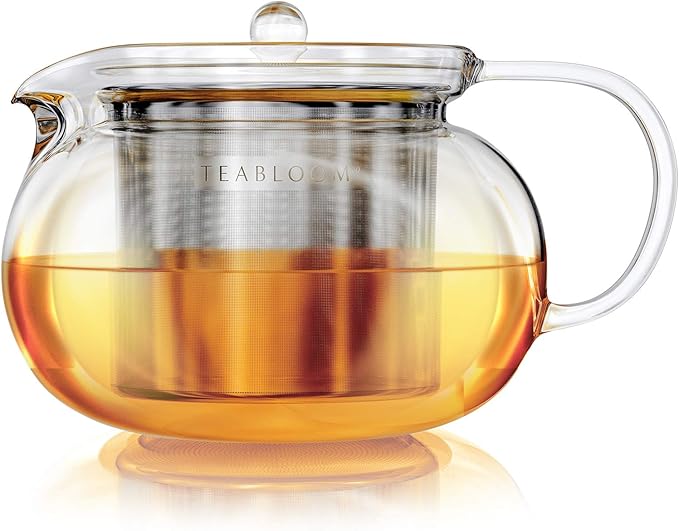 Teabloom Kyoto 2-in-1 Tea Kettle/Tea Maker – Heatproof Glass Teapot with Removable Loose Tea Filter – Tea Connoisseur's Choice - Bloomnest