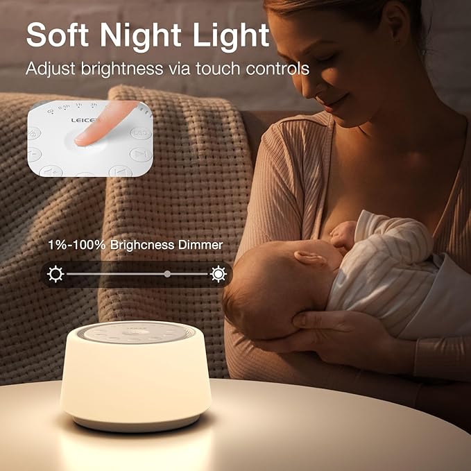 White Noise Sound Machine | Sound Machine for Baby Rechargeable | 30 Soothing Sounds | 10 Colors Night Light | White Noise Machine for Sleep Baby Adults Portable Sound Machine for Home Travel - Bloomnest
