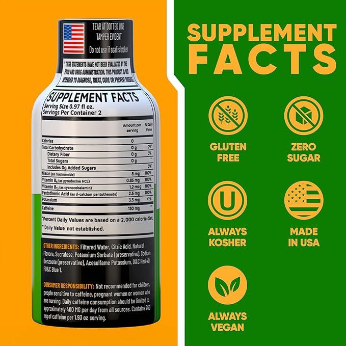 B12 Mixed Berry Extra Strength Energy Shot 12 pk – 260mg Natural Caffeine B12 B6 – Energy & Vitality Support – 2 Servings Sugar Free Zero Calorie Green Tea B-Vitamins Electrolytes Vegan – 1.93 fl oz - Bloomnest