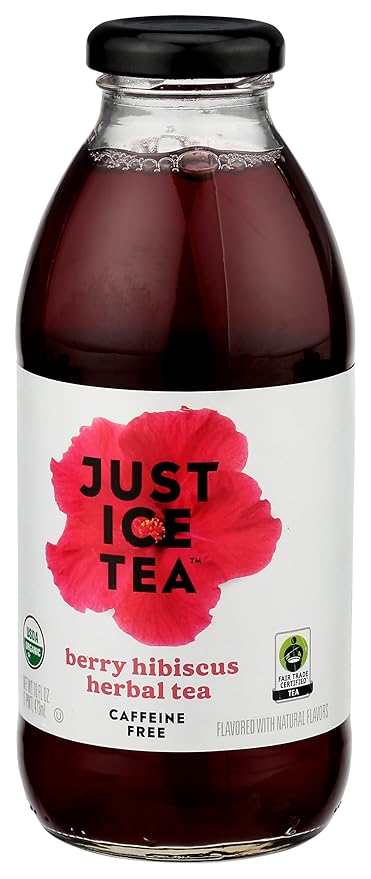 Eat The Change Just Ice Tea Organic Berry Hibiscus Herbal Tea, Caffeine Free, 16 Fluid Ounces (Pack Of 12) - Bloomnest