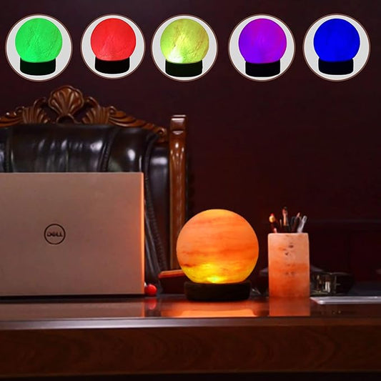 Himalayan Salt Lamp, USB Powered, Color Changing Round Shaped Handcrafted Night Light lamp, Ideal Gift for Home Decore - Bloomnest