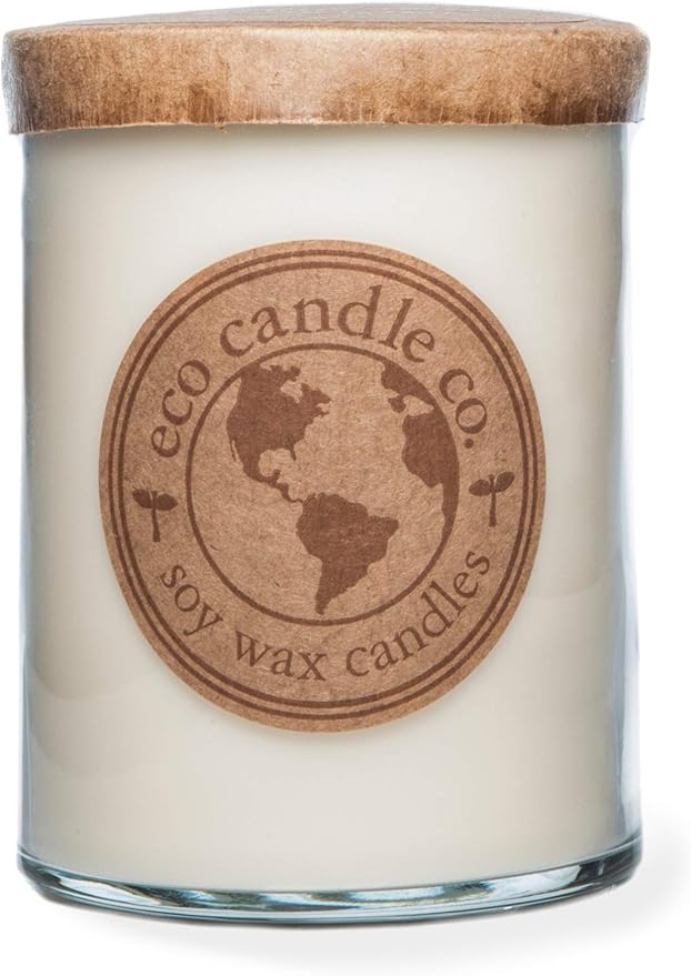 Eco Candle Co. Recycled Candle, White Tea Ginger, 18 oz. Double Wick - Scents of White Tea, Spices, Citrus, Jasmine, & Ginger - 100% Soy Wax, No Lead, Kraft Paper Label & Lid, Hand Poured - Bloomnest