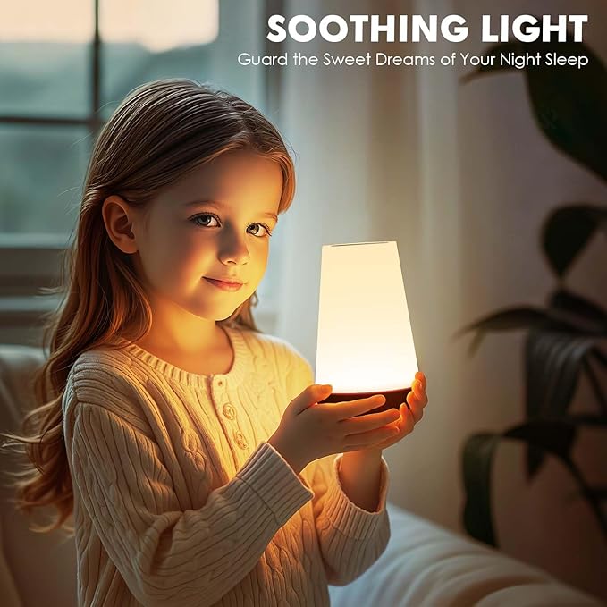 Auxmir LED Night Light 2 Pack Bedside Lamp Touch and Remote Control Dimmable Tabletop 13 RGB Colors Changing 5 Brightness Adjustable Rechargeable Portable Lamp for Baby Kids Nursery Bedroom Outdoor - Bloomnest