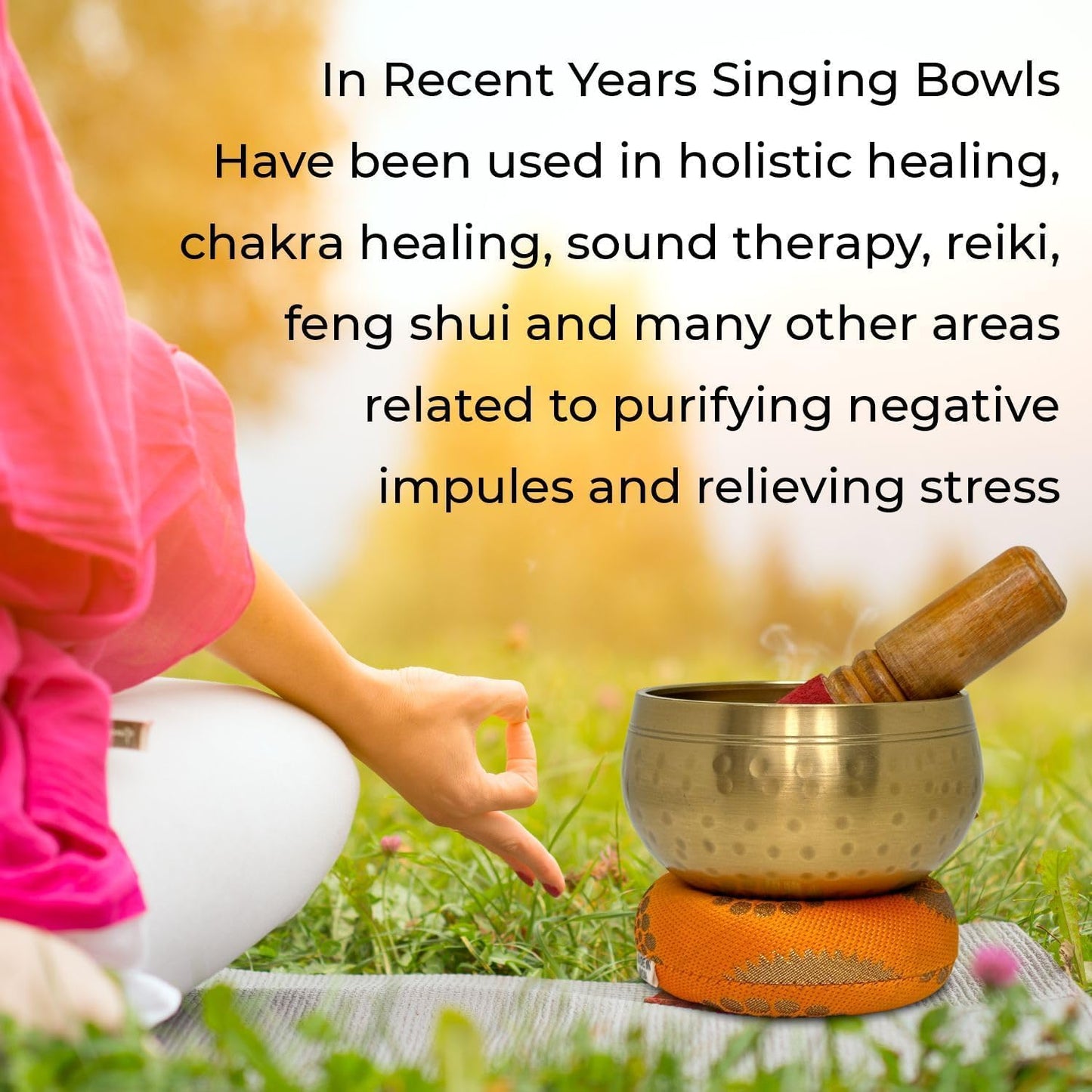 Nature's Own Tibetan Singing Bowl Set Easy to Play Meditation Sound Bowl Handcrafted in Nepal for Yoga, Mindfulness, Chakra Healing, Stress Relief Spiritual Gifts for Women & Men (5.5 Inch, Hammered)