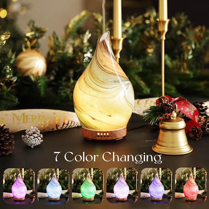 Porseme 150ml Glass Essential Oil Diffuser Aromatherapy Ultrasonic Cool Mist Humidifier 6 Running Hours Waterless Auto-Off Air Diffusers for Sleeping,Yoga,Office Working Spa and Rest (Deep Desert) - Bloomnest