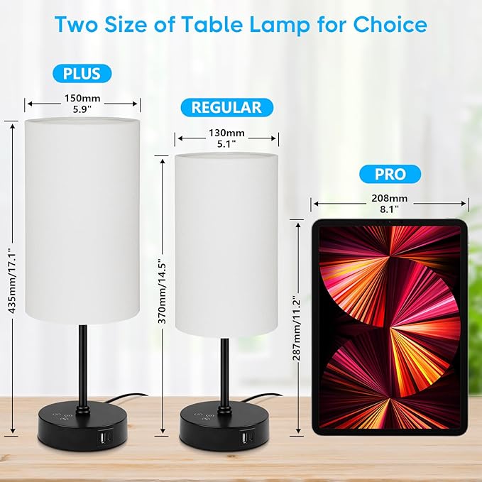 Unicozin 17Inch Table Lamp, 3 CCT 3000K/4500K/6500K & RGB Color Changing, Stepless Dimmable Bedside Lamp for Reading, Ambience Nightstand Light for Home Decor Party, Cream Shade - Bloomnest