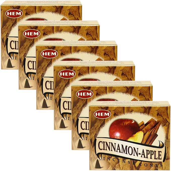 TRUMIRI Incense Cone Holder Bundle with Hem Cinnamon Apple Incense Cones - Pack of 6 (Approx 60 Cones) TRUMIRI