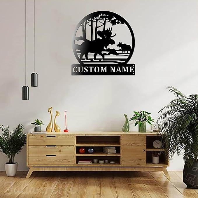 Lovely POD Personalized Hunting Metal sign, Hunting Art, Custom Moose Scenic Led Lights Metal Wall Art, Personalized Hunter Name Decoration Hanging For Home Hunting, Father's Day Gift - Bloomnest