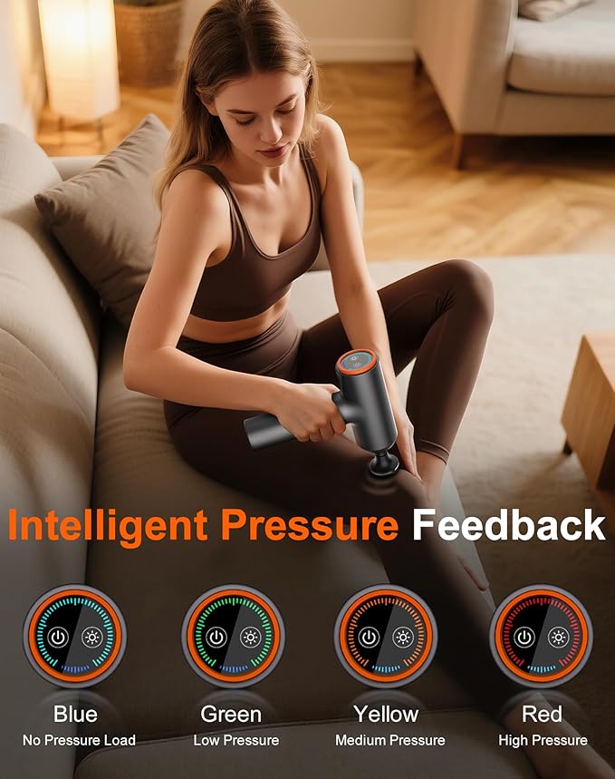 arboleaf Thermal Massage Gun Deep Tissue with Heat, Handheld Muscle Percussion Massager with Full-Metal Head, 6 Replacements for Athletes Pain Relief, Relax, Gifts for Men and Women - Bloomnest