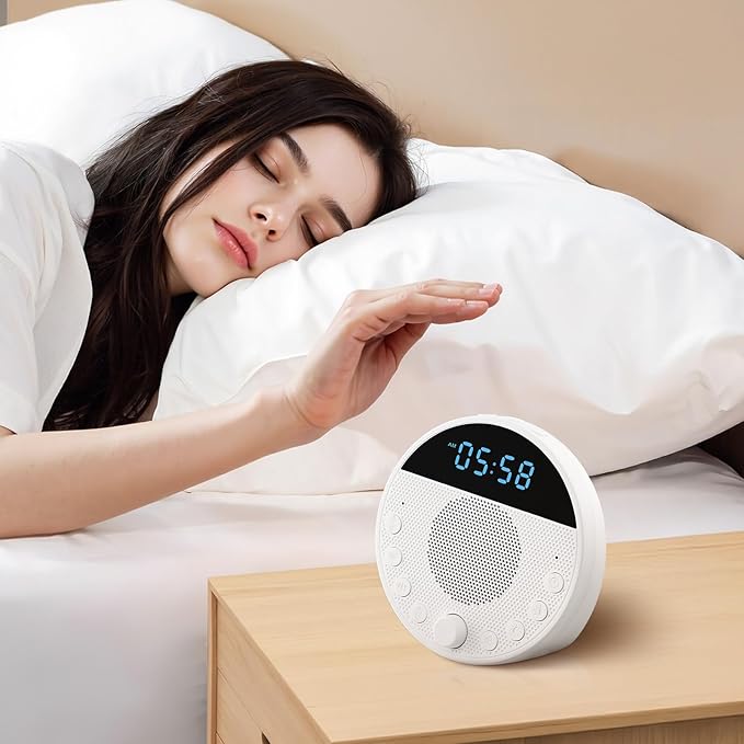 VEVOR Sound Machine, 18 Soothing Sleep Sounds and 7-Color Night Light, 5-in-1 White Noise Sound Machine with Dual Alarms, Auto-Off Timer and Memory Function, for Baby, Adults, Home, Office & Travel - Bloomnest