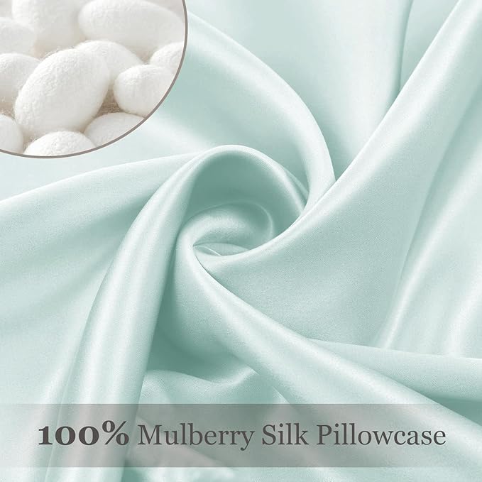 Adubor 100% Silk Pillowcase - Mulberry Silk Pillow Cases, 23 Momme 6A Grade Fibers, Silk Pillow Case for Hair and Skin Health, with Hidden Zipper (King 20''×36'', Light Green, 1PC) - Bloomnest