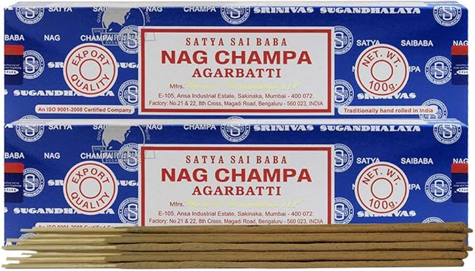 TRUMIRI Incense Stick Holder Bundle with Satya Sai Baba Nagchampa 100g Incense Sticks - Pack of 2 (Approx 200 Sticks) - Bloomnest