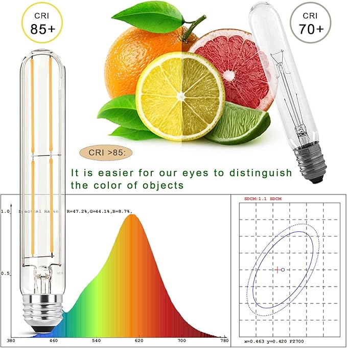 7.3 Inch E26 Led Bulb 6W Dimmable, 2700K Soft White Edison Bulbs 800LM, Equal 80 Watt Tubular T10 T9 Long Clear Glass Light Bulb for Rustic Pendant Industrial Pipe Wall Sconces - 2Pack - Bloomnest