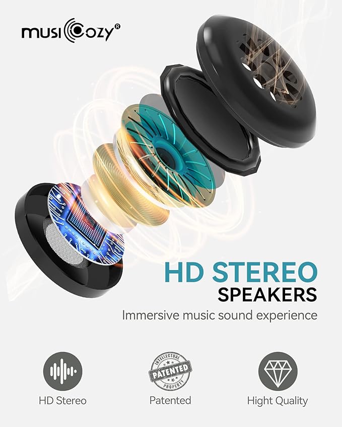 MUSICOZY Sleep Headphones 3D Bluetooth 5.4 Headband Sleep Mask, Wireless Sleeping Headphones Music Earbuds Eye Mask for Side Sleepers Travel with Speakers Cool Gadgets Gifts - Bloomnest