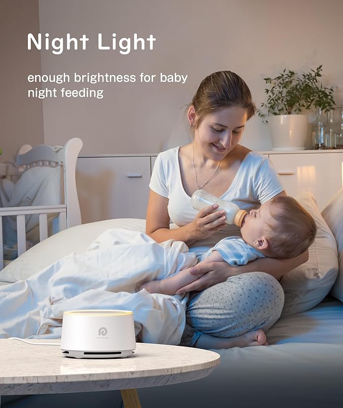 Dreamegg D1 Sound Machine Baby - White Noise Machine for Baby with Night Light, 24 High Fidelity Sounds, Timer & Memory Feature, Noise Machine with Nursery Lamps for Adults, Home, Office (White) - Bloomnest
