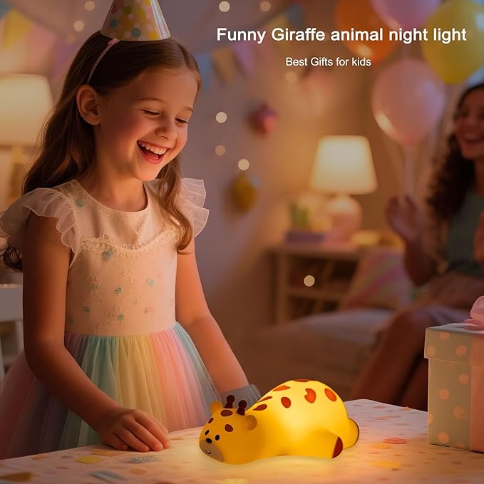 DREAMING MY DREAM Cute Giraffe Night Light for Kids,3 Levels Dimmable Bedside Touch Lamp Rechargeable Squishy Nursery lightwith 30min Timmer Function, Baby Kids Room Decor, Gifts for Girls boy - Bloomnest