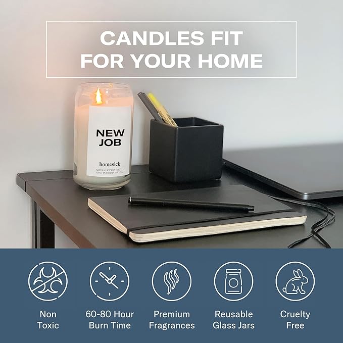 Homesick New Job Scented Candle - 13.75 oz Leather & Cinnamon Scented Natural Soy Wax Blend, Coworker Leaving Gifts for Friends, Goodbye, Going Away, New Beginnings & Congrats on New Job Candle Gift - Bloomnest