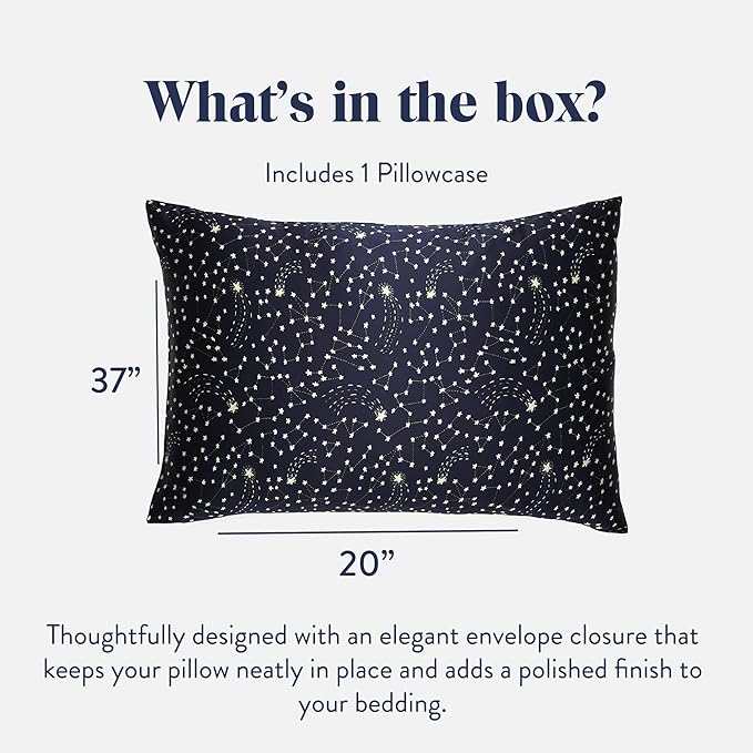 Brooklinen Mulberry Silk Pillowcase – 100% Pure Silk Pillow Case, Soft & Durable, Anti-Friction Comfort, Hight Quality Smooth Texture – Machine Washable & Breathable – King Size (Celestial) - Bloomnest
