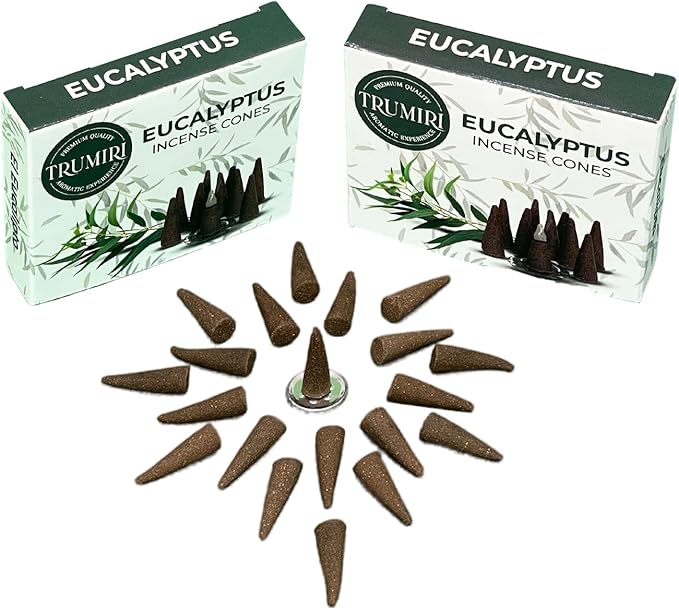 TRUMIRI Eucalyptus Incense Cones - Total 20 Cone Incense - Dual Pack of 10 Insence Cones - Incense Cones Scented - Cone Incense Scents - Insense Cones - Incent Cone TRUMIRI
