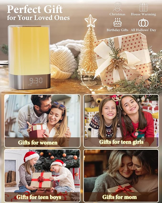 Sound Machine White Noise Machine with 32 Soothing Sounds, Bluetooth Speaker, Alarm Clocks for Bedrooms with Wake up Light, Night Light for Kids, App Control Birthday Gifts for Women, Teen Girls, Boys - Bloomnest