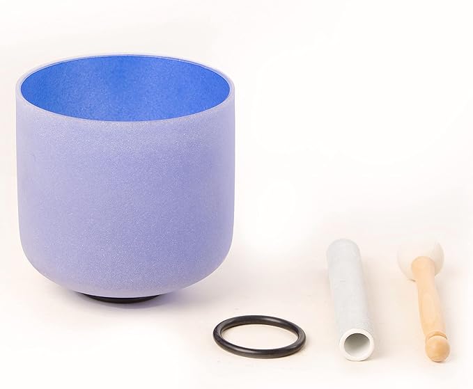 Leize Quartz Crystal Singing Bowl 432hz A Note Third Eye Chakra Indigo 7" with Suede Striker - Bloomnest
