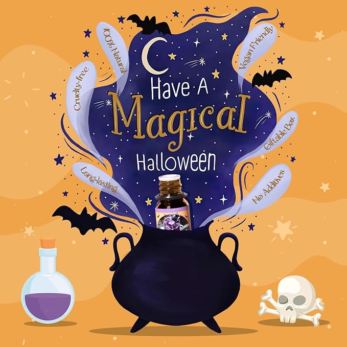 Halloween Fragrance Oils Set, ARVIDSSON Fall Essential Oils for Diffuser - Pumpkin Pie, Spiced Cider, Caramel Apple, Candy Corn, Snickerdoodle, Spooky Spices, Autumn Scented Oil Gift for Women - Bloomnest