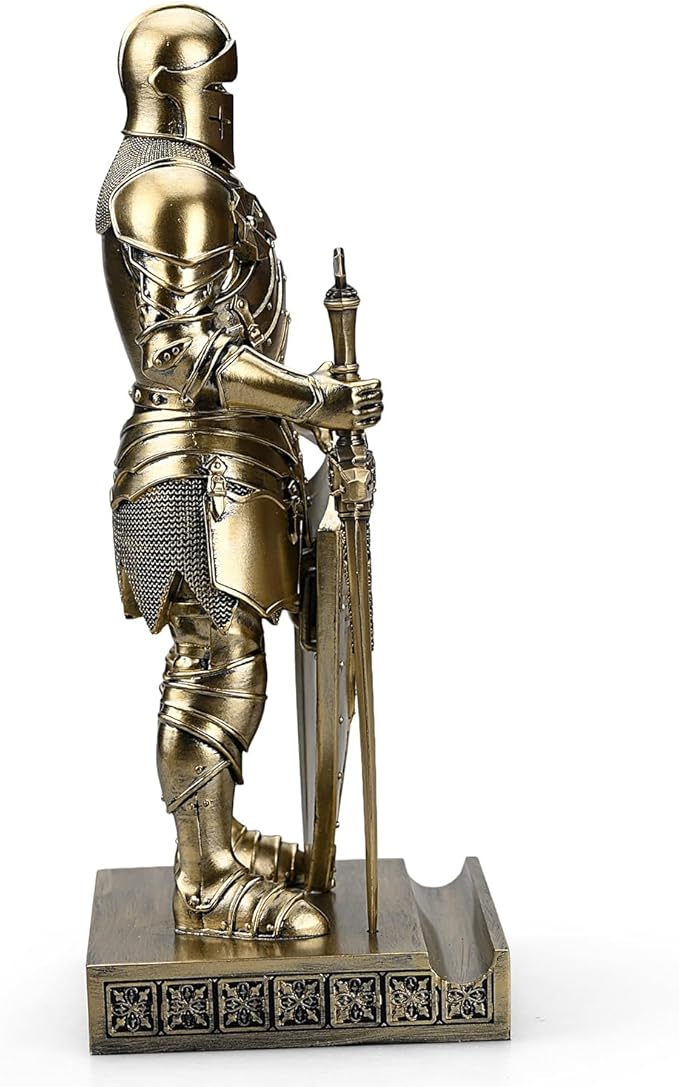 King's Guard Ornament Knight Statue for Desk, Desktop Accessories Pen Holder Pen Stand Paperweight for Office and Home (Bronze)