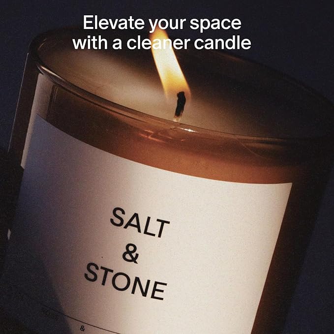 SALT & STONE Scented Candle for Women & Men | Hand-Poured, Aromatic & Fragrant | Coconut & Soy Blend Wax | 100% Cotton Wick | Long-Lasting 50 Hour Burn Time (8.5 oz) (Black Rose & Oud) - Bloomnest