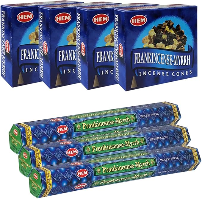 Frankincense & Myrrh Incense Sticks and Cone Incense Holder Bundle insence insense inscents insienso TRUMIRI