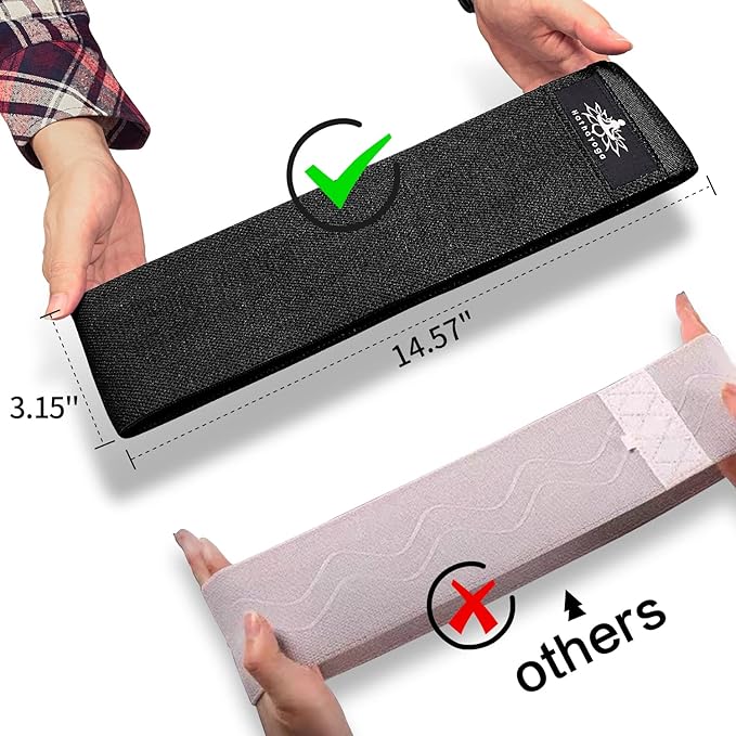 Hatha Yoga Large Resistance Band,14.5" x3.15",Fabric Exercise Loop Bands with Instruction Guide and Carry Bag, Set of 3. - Bloomnest