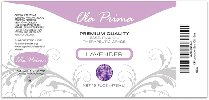 Ola Prima Oils Lavender Essential Oil (16oz Bulk) for Aromatherapy Diffuser, Candle Making & Stress – Therapeutic Grade Aromatherapy Oil - Bloomnest