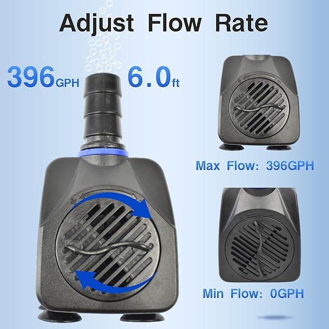 CONQUERALL 25W Electric Water Pump 396GPH Large Flow 6ft Power Cord for Outdoor Fountains Pond - Bloomnest