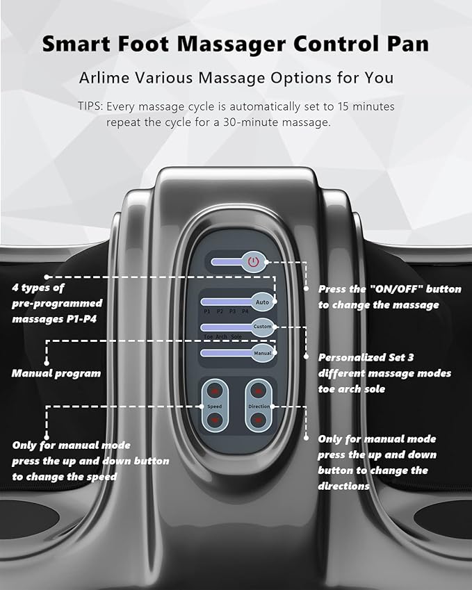 ARLIME Foot Shiatsu Massager, Therapeutic Foot Massager Electric, Kneading and Rolling Reflexology for Leg Calf, Ankle, with Remote and 3 Massage Modes - Bloomnest
