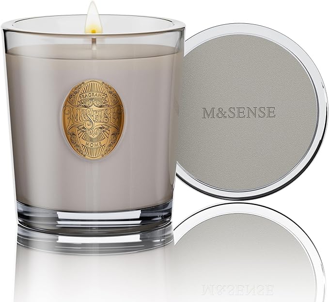 M&SENSE Natural Soy Candle | Coconut & Gray | 9.2 oz, 50H Burn Time | Luxury Scented Candle for Relaxation, Gifting, Home Décor | Ideal for Bedroom, Office, Party Ambiance - Bloomnest