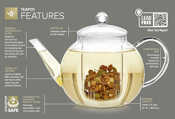 Teabloom Replacement Glass Infuser – Fits Teabloom 27 oz Celebration Glass Teapot & Celebration Teapot Models Before 2024 – Not Compatible with Other Teapots - Bloomnest