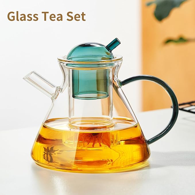 Glass Teapot Set, Glass Teapot Set With 2 Glass Cups, Tea Pots For Tea Party,Glass Tea Kettle Stovetop, Borosilicate Tea Pot With Infusers For Loose Tea, Tea Infuser Pot, Tea Maker - Bloomnest