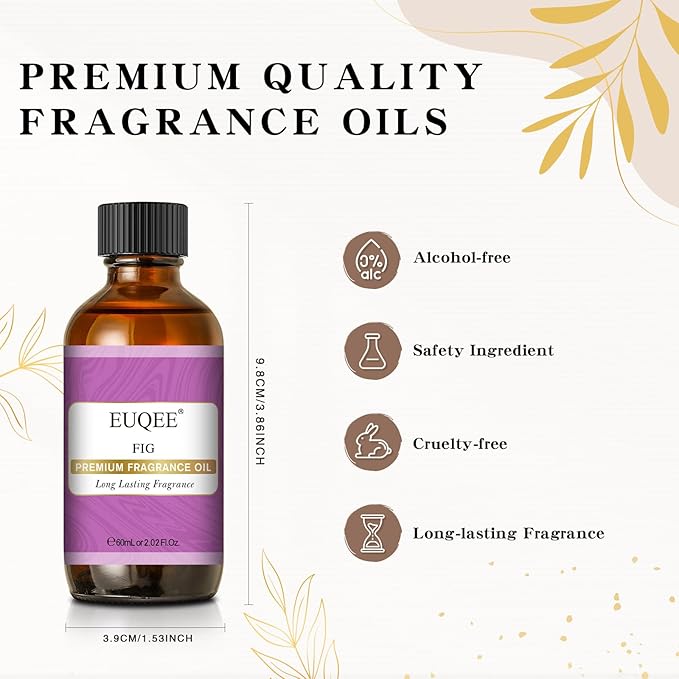 EUQEE Fig Fragrance Oil, Premium Fig Essential Oil 2.02 Fl oz with Glass Dropper for Diffusers, DIY Bath Bombs, Candle Making - 60ML - Bloomnest