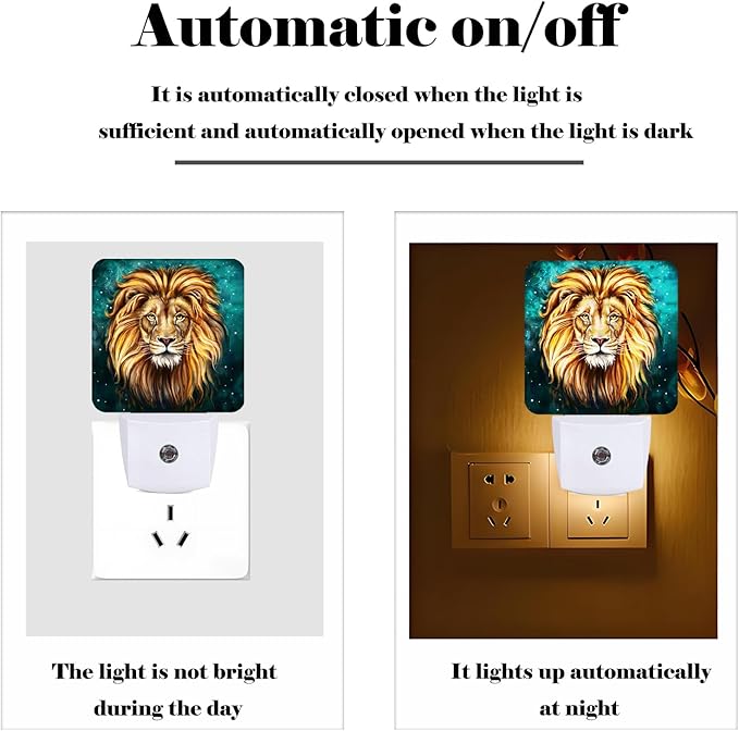 Flashing Lion Leo Night Light,Plug-in Night Lights with Dusk to Dawn Sensor for Stairway,Hallway,Bedroom Sleep Friendly Ideal for Women/Girls/Boys Gift,0.5w - Bloomnest