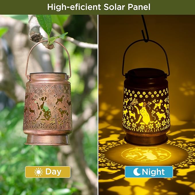 Styleonme Dog Lover Solar Light, Mother's Day Lantern Gift for Mom Grandma Women Sister, Hanging Image Dogs Lanterns, Yard Corridor Garden Decor, Thanksgiving Day, Birthday Gifts - Bloomnest