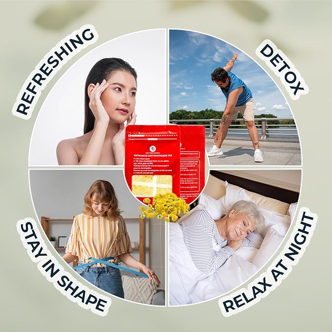 INJOY YOUR VITALGRI:N Vietnamese Chrysanthemum Tea - 55 Count (+5 Tea Bags) Bamboo Tong Included - 4.23 oz, Re-Steep Chrysanthemum Floral Scent Herbal Tea for Detox, Sleep, Relax Support, Daisy - Bloomnest