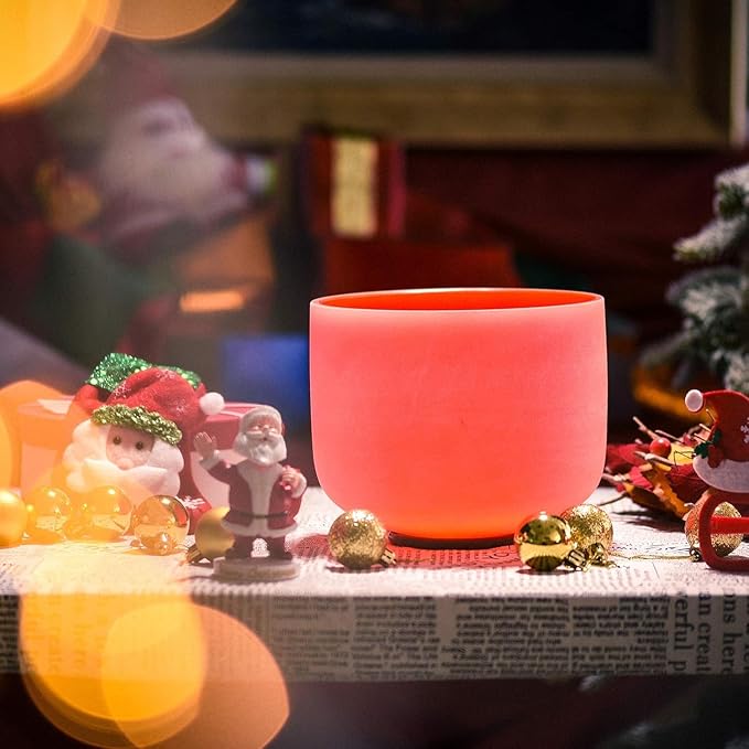TOPFUND Orange D Note Crystal Singing Bowl Sacral Chakra 8 inch with Heavy Duty Carrying Case and Suede Mallet - Bloomnest