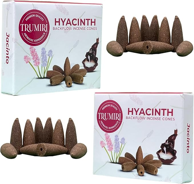 TRUMIRI Hyacinth Backflow Incense Cones - Total 20 Incense Cones Waterfall - Dual Pack of 10 Incense Backflow Cones - Waterfall Incense Cones - Incense Waterfall Cones TRUMIRI